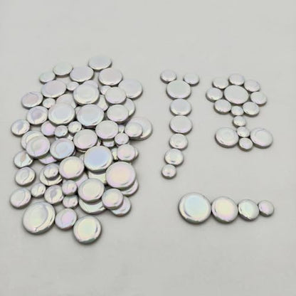 200g Iridescent Round Mosaic Tiles for Crafts Bulk (90 Count)
