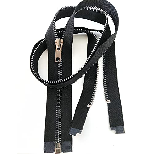 Zipper 5# 26 Inch Metal Zippers Black Nickel 66cm Separating Zipper for Sewing Jackets Bag Crafts Handmade Replacement Zipper for Repair Coat Bulk 2pcs (2 Count)