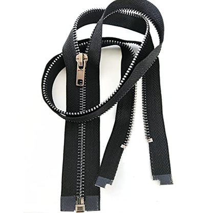 Zipper 5# 26 Inch Metal Zippers Black Nickel 66cm Separating Zipper for Sewing Jackets Bag Crafts Handmade Replacement Zipper for Repair Coat Bulk 2pcs (2 Count)