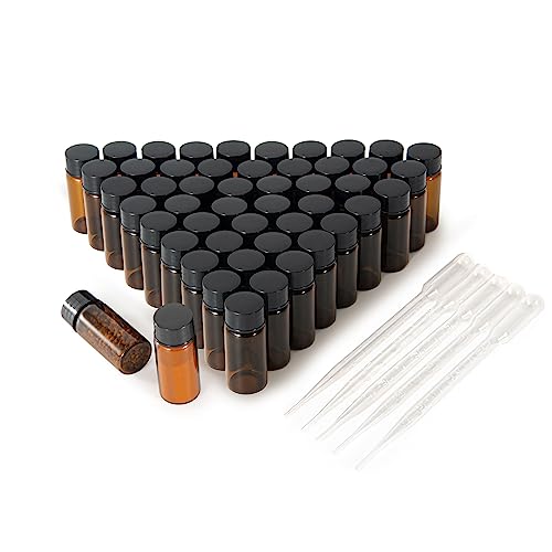10ml Amber Small Glass Vials 50pcs with Screw Caps (50 Count)