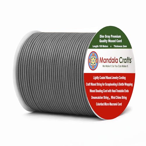 2mm Dim Gray Waxed Cord