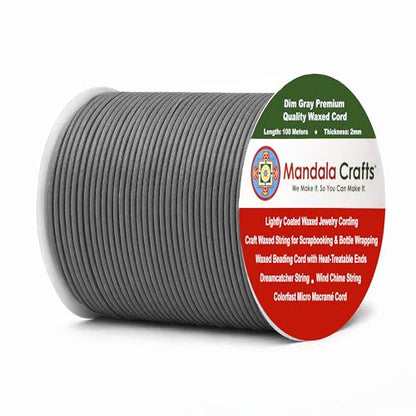 2mm Dim Gray Waxed Cord