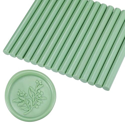 15Pcs Sage Green Glue Gun Sealing Wax Sticks for Wax Seal Stamp (15 Count)