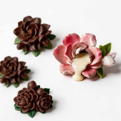 4 Pcs 3D Flower Candle Silicone Molds