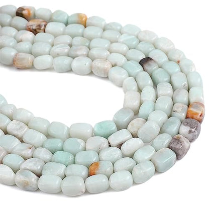 Natural Amazonite Cuboid Stone Loose Semi Gemstone Beads for Jewelry Making 8mmx12mm 38cm (33 Count)