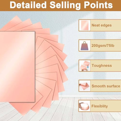 40 Sheets Pink Shimmer Cardstock 8.5 x 11 Crafts Paper 75lb (40 Count)