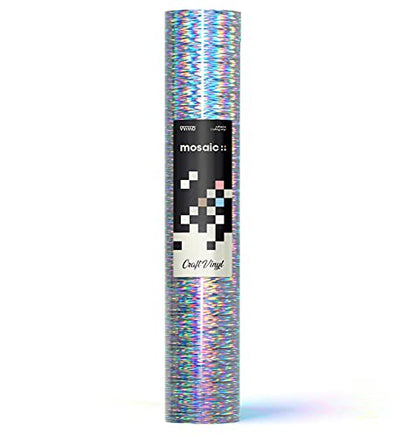 Mosaic+ Silver Brushed Holographic 1ft x 5ft Crafting Vinyl Crinkle