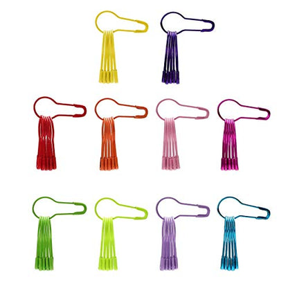Colorful Metal Knitting Pins Stitch Markers Pear Shape Safety Pins for Sewing Clothing DIY Craft Making with Storage Box Knitting Counter Crochet Needle Clip Ring (500 Count)