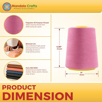 40S 2 Pink Polyester 4 Pack of Serger Threads Cones (72000 Foot )