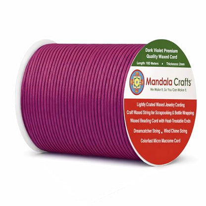 2mm Dark Violet Waxed Cord (327 Foot)