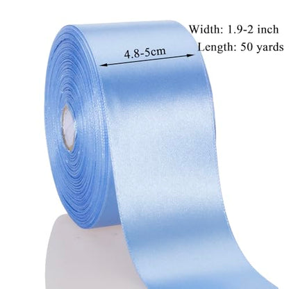 2 Inch Sky Blue Solid Satin Ribbon for Gift Wrapping