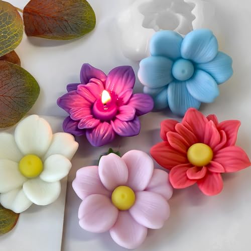 2 Pack Tulip Flower Succulent Peony Half Open Rose Bud Cylinder Candle & Resin Mold