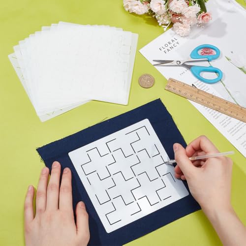 Sashiko Embroidery Stencils Sashiko Stencil Geometric Embroidery Patterns Stencils for Drawing Sashiko Template for Hand Quilting and Embroidery14x14cm