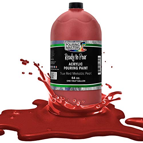 Pouring Masters True Red Metallic Pearl Ready to Pour Acrylic Pouring Paint (64 Fl Oz)