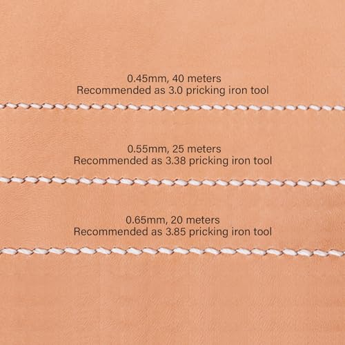 Leather Waxed Thread Round Polyester Sewing Threads Leather Craft Hand Stitching Line DIY Bracelet Thread Repair Work Cord with 12 Pcs Needles and Storage Bag (12 Count)