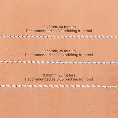Leather Waxed Thread Round Polyester Sewing Threads Leather Craft Hand Stitching Line DIY Bracelet Thread Repair Work Cord with 12 Pcs Needles and Storage Bag (12 Count)