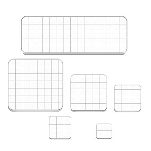 6 Pieces Stamp Blocks Acrylic Clear Stamping Blocks Tools with Grid Lines for Scrapbooking Crafts Making (6 Count)
