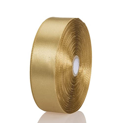 1 Inch Champaign Gold Solid Satin Ribbon for Gift Wrapping (150 Foot)