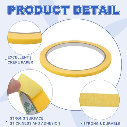 Masking Tape 0.2 Inch x 21 Yard Painter's Tape Yellow Paint Tapes for DIY Crafts Arts Drawing Decoration Labeling Car Painting Artist Teachers