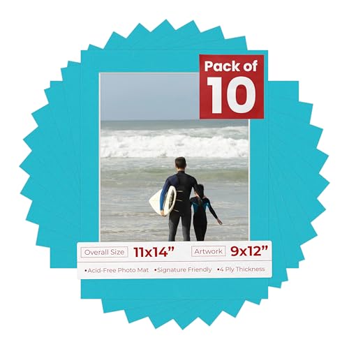 Pack of TEN 11x14 Mats Bevel Cut for 9x12 Photos (10 Count)