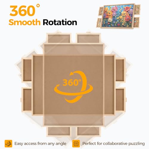 1500 Pieces Rotating Puzzle Board with 4 Drawers