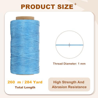 284 Yard Flat Waxed Thread 150D 1mm Leather Sewing Cord for Repairing Shoes Bags Wallets Jewelry Making DIY Leather Craft