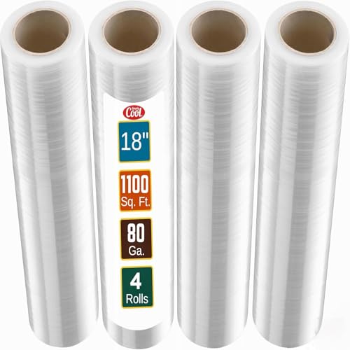 80 Pack Stretch Wrap 18 Inch 80 Gauge Shrink Wrap (1100 Sq Ft)