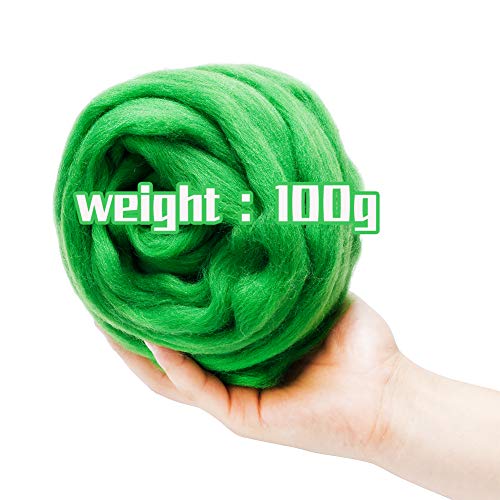 3.53oz Needle Felting Wool Roving for Needle Felting Green Felting Wool (3.5 Ounce)