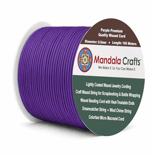 0.5mm Purple Cotton Waxed Cord for Jewelry Making (327 Foot)