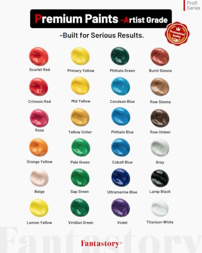 60ml 24 Colors Acrylic Paint Set with 12 Brushes (48 Fl Oz)