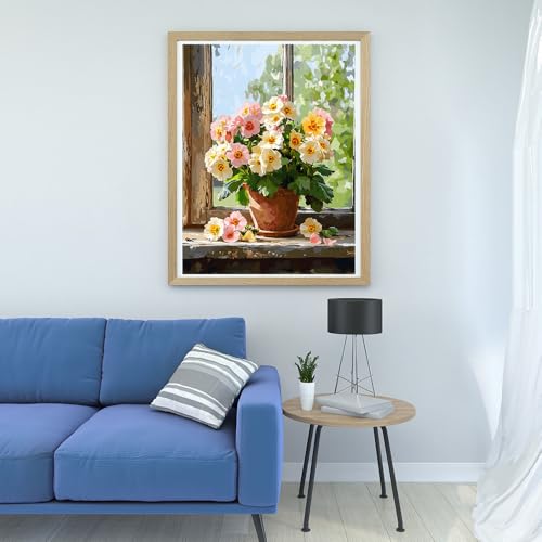 Art Crafts 14ct Counted Cross Stitch Patterns Kits Flowers Printed Stamped Cross Stitch Kits for Adults Needlepoint Kits