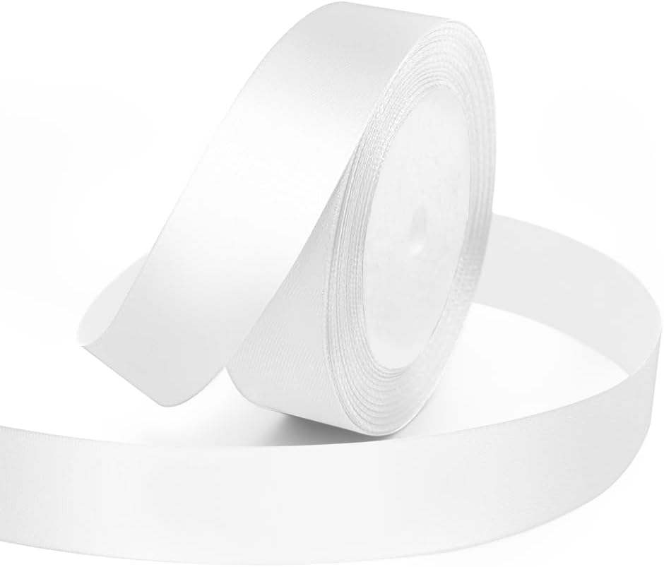 KMER LIFE 1 Inches x 25 Yards Solid White Satin Ribbon, Perfect for Crafts, Wedding Decor, DIY Hair Accessories, Sewing, Gift Package Wrapping and More - Crafty Corner