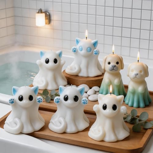 2 Pack Ghost Cat & Dog Candle Mold (2 Count)
