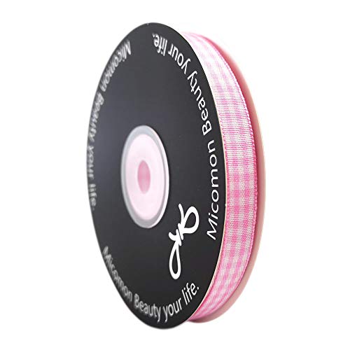 Pink Gingham Plaid Checked Ribbon 25 Yards Each Roll 100% Polyester (75 Feet)