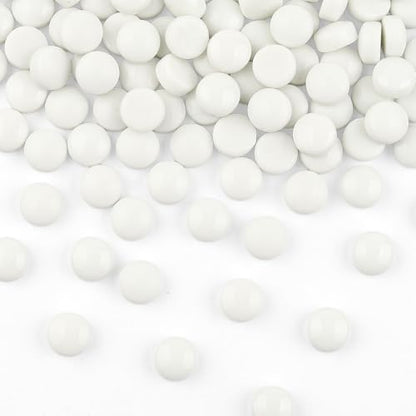 150g Glossy White Round Glass Mosaic Tiles for Crafts Bulk (5.29 Ounce)