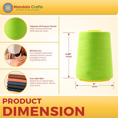 40S 2 Lime Green Polyester 4 Pack of Serger Threads Cones (4 Count)