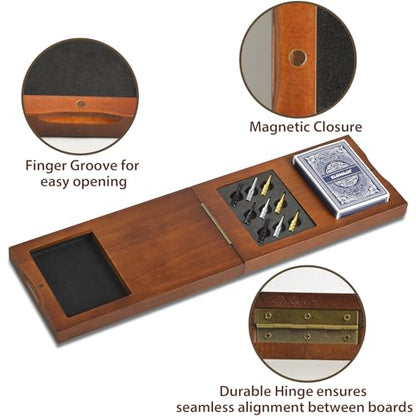 Foldable Wooden Cribbage Board Game Set