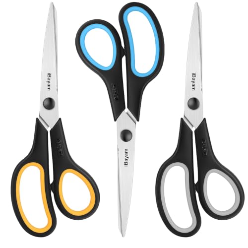 8.5" Heavy Duty Black Scissors for Office School Classroom Home Use (3 Count)