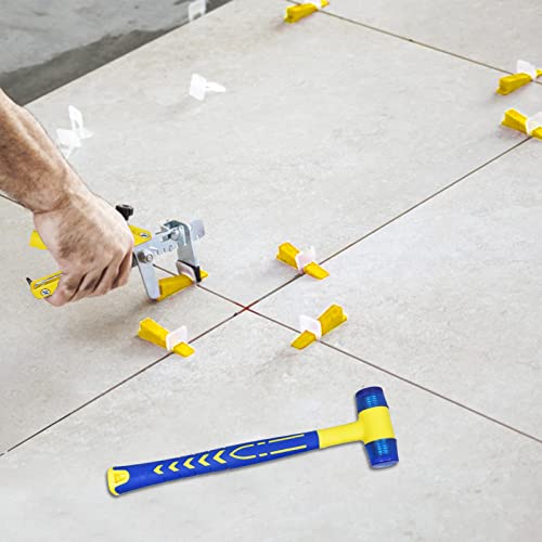 Tile Leveling System with Tile Plier 1500Pcs Piece Tile Spacers Clips 300Pcs Piece Reusable Wedges and 1 Rubber Mallet Tile Tools Set for Stone Installation (1500 Count)