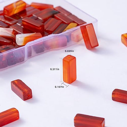 Natural Red Agate Rectangle Tube Beads 4x13mm 38cm (28 Count)