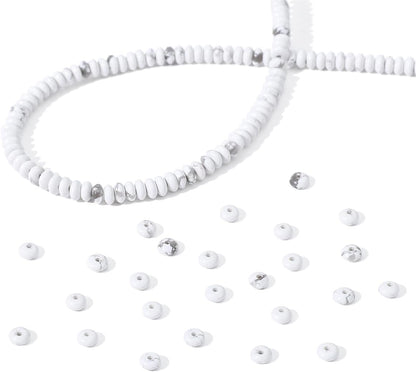 Natural White Howlite Disk Stone Beads 4x2mm 160pcs Rondelle Loose Semi Gemstone Beads for Jewelry Making Design