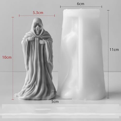 Ghost Skull Man Cylinder Candle & Resin Mold