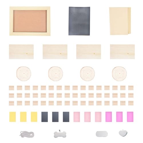 77pcs Laser Engraving Material Kit DIY Material Package for Custom Business Card Metal Plywood Pet ID Keychain