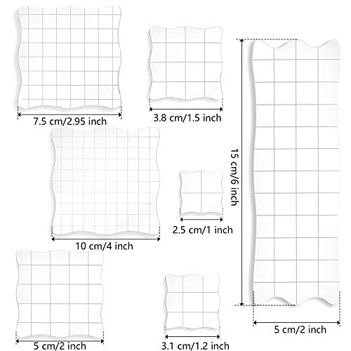 7 Pcs Acrylic Stamp Blocks Set Clear with Grid Lines (7 Count)