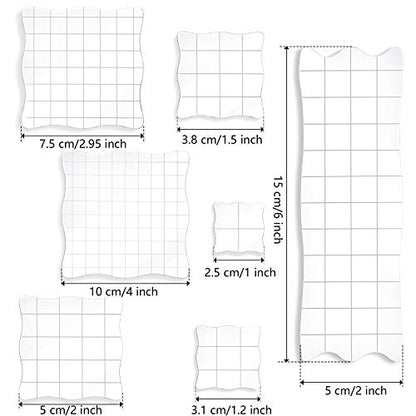7 Pcs Acrylic Stamp Blocks Set Clear with Grid Lines (7 Count)