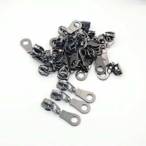 5 Black Nickel Metallic Nylon Coil Teeth Zippers by The Yard Bulk 10 Yards Zipper Tape with 25pcs Black Nickel Sliders for DIY Sewing Tailor Craft Bag