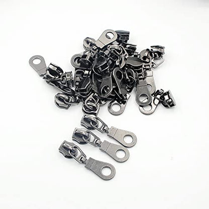 5 Black Nickel Metallic Nylon Coil Teeth Zippers by The Yard Bulk 10 Yards Zipper Tape with 25pcs Black Nickel Sliders for DIY Sewing Tailor Craft Bag