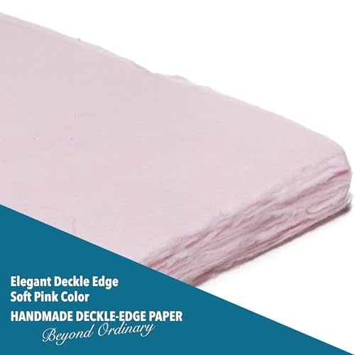 Pink A4 Handmade Paper with Deckled Edge (50 Count)