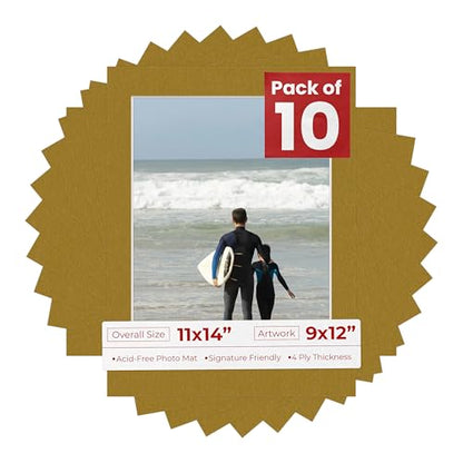 Pack of Ten Acid Free 11x14 Mats Bevel Cut for 9x12 Photos (10 Count)