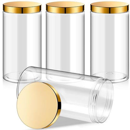12 Pack 32 oz Plastic Container Jars with Lids Round Clear Travel Cosmetic Container Slime Jars for Toiletries (12 Count)
